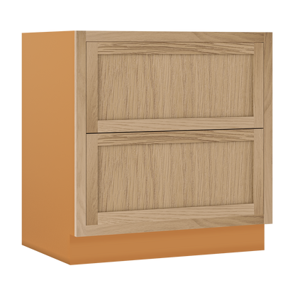 White Oak Shaker Inset Two Drawer Base Cabinet - Two Drawers - 12" - 36"  - Special Order