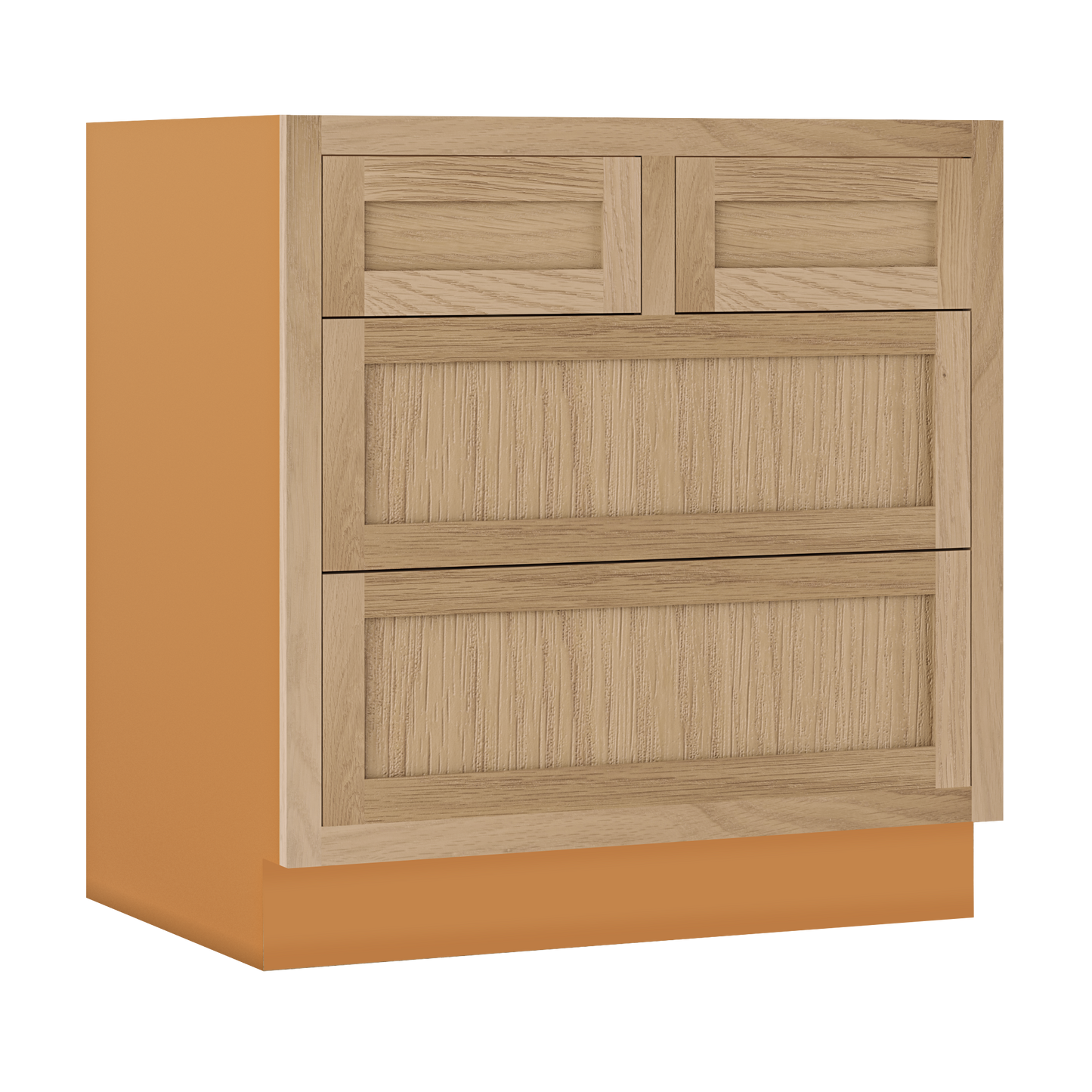 White Oak Shaker Inset Four Drawer Base Cabinet - 30", 33" & 36"