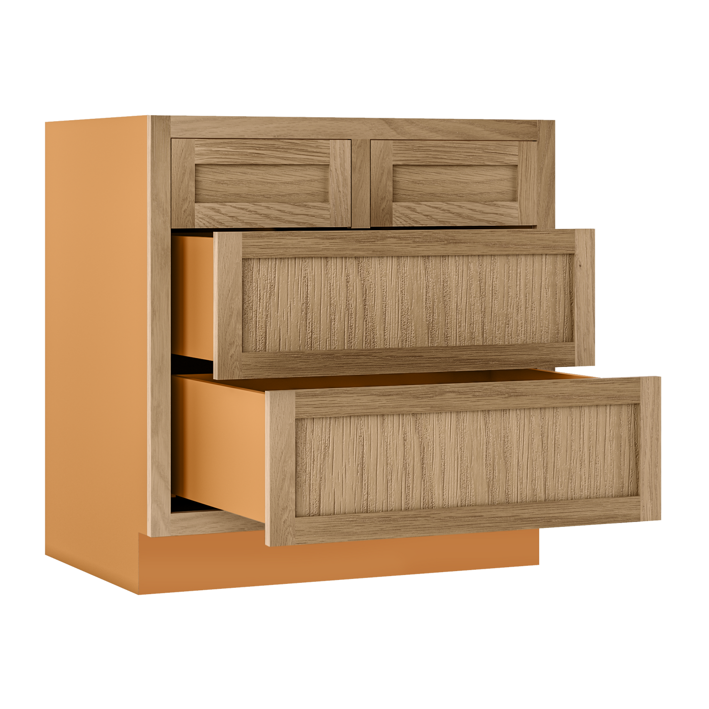 White Oak Shaker Inset Four Drawer Base Cabinet - 30", 33" & 36"