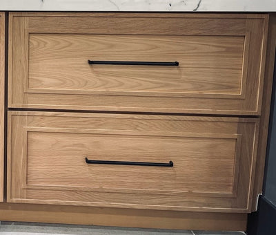 Elegant Oak Craftsman Shaker 2 Drawer Base Cabinet - Double Drawer 24" & 30" Wide