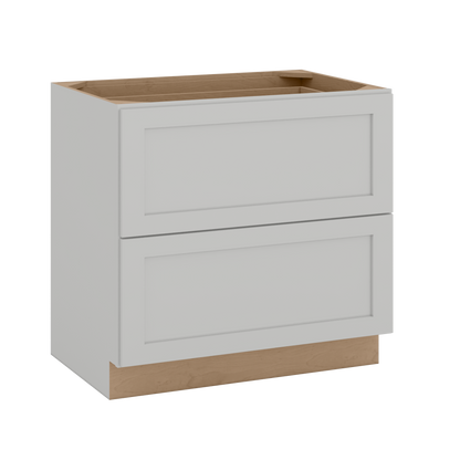 30" & 36" Two Drawer Base Cabinet | RTA Unassembled | Premium Shaker White Full Overlay