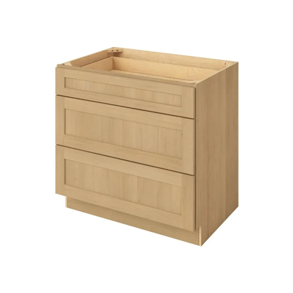 2 Drawer Base Cabinet 30" & 36" Wide Sandstone Birch Shaker 1-1/4" Overlay