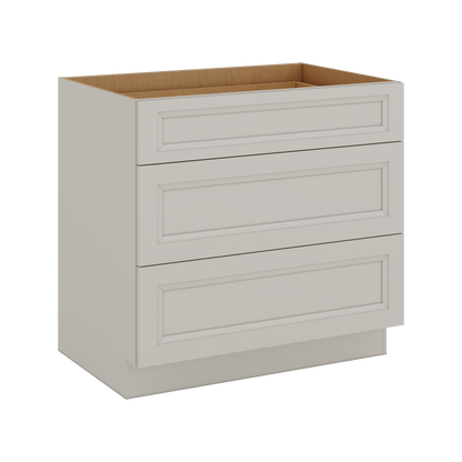 27LGDS Laguna Gray Double Shaker 3 Drawer Base Cabinet 12", 15", 18", 21", 24", 30", 33" & 36" Wide
