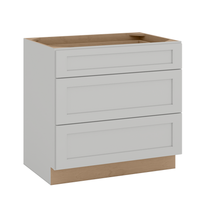 12", 15", 18", 21", 24", 30" & 36" Three Drawer Base Cabinet | RTA Unassembled | Northpoint Polar White Full Overlay