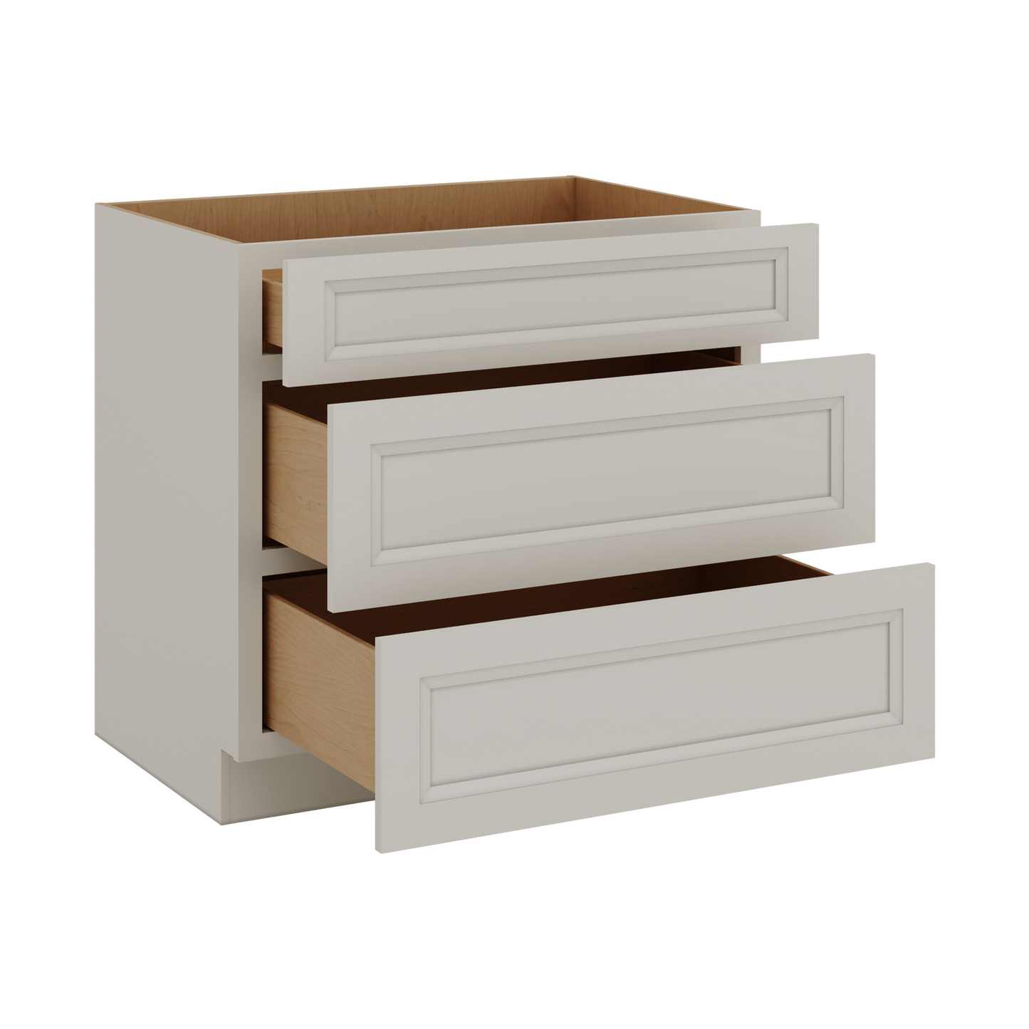 27LGDS Laguna Gray Double Shaker 3 Drawer Base Cabinet 12", 15", 18", 21", 24", 30", 33" & 36" Wide