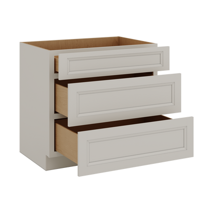 27LGDS Laguna Gray Double Shaker 3 Drawer Base Cabinet 12", 15", 18", 21", 24", 30", 33" & 36" Wide
