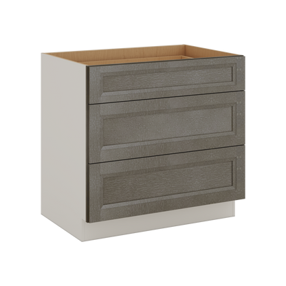 Huntington Cinder Double Shaker 3 Drawer Base Cabinet 12", 15", 18", 21", 24", 30", 33" & 36" Wide