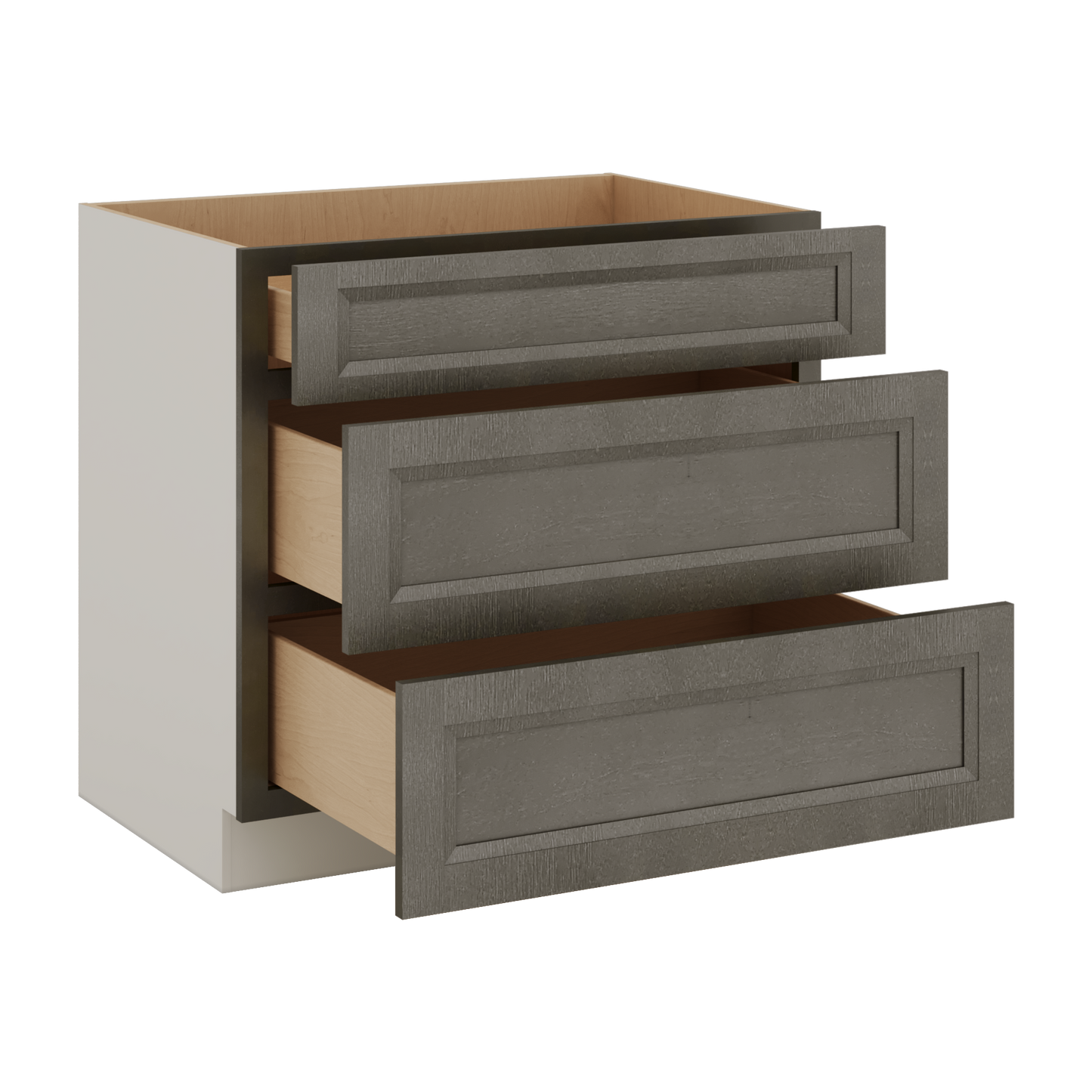 Huntington Cinder Double Shaker 3 Drawer Base Cabinet 12", 15", 18", 21", 24", 30", 33" & 36" Wide