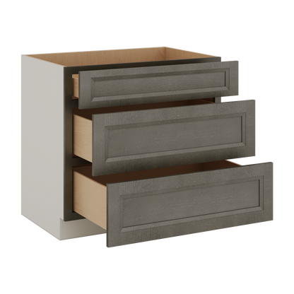 Huntington Cinder Double Shaker 3 Drawer Base Cabinet 12", 15", 18", 21", 24", 30", 33" & 36" Wide