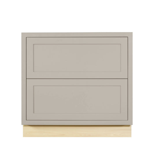 Tuscan Gray Shaker Inset Drawer Base Cabinet - Two Drawers - 36"