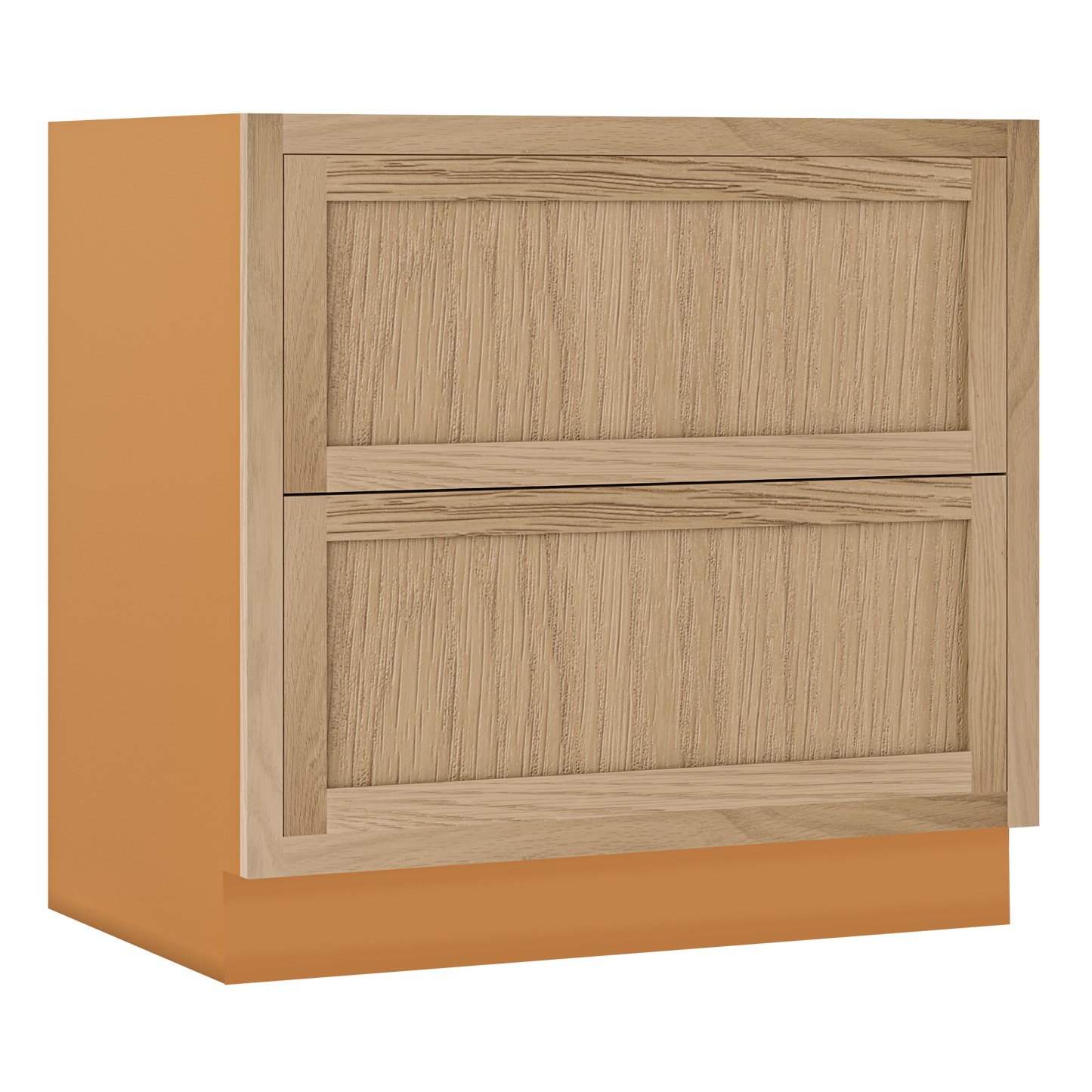 White Oak Shaker Inset Two Drawer Base Cabinet - Two Drawers - 12" - 36"  - Special Order