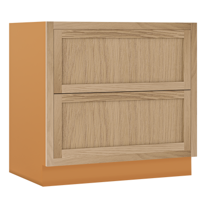 White Oak Shaker Inset Two Drawer Base Cabinet - Two Drawers - 12" - 36"  - Special Order