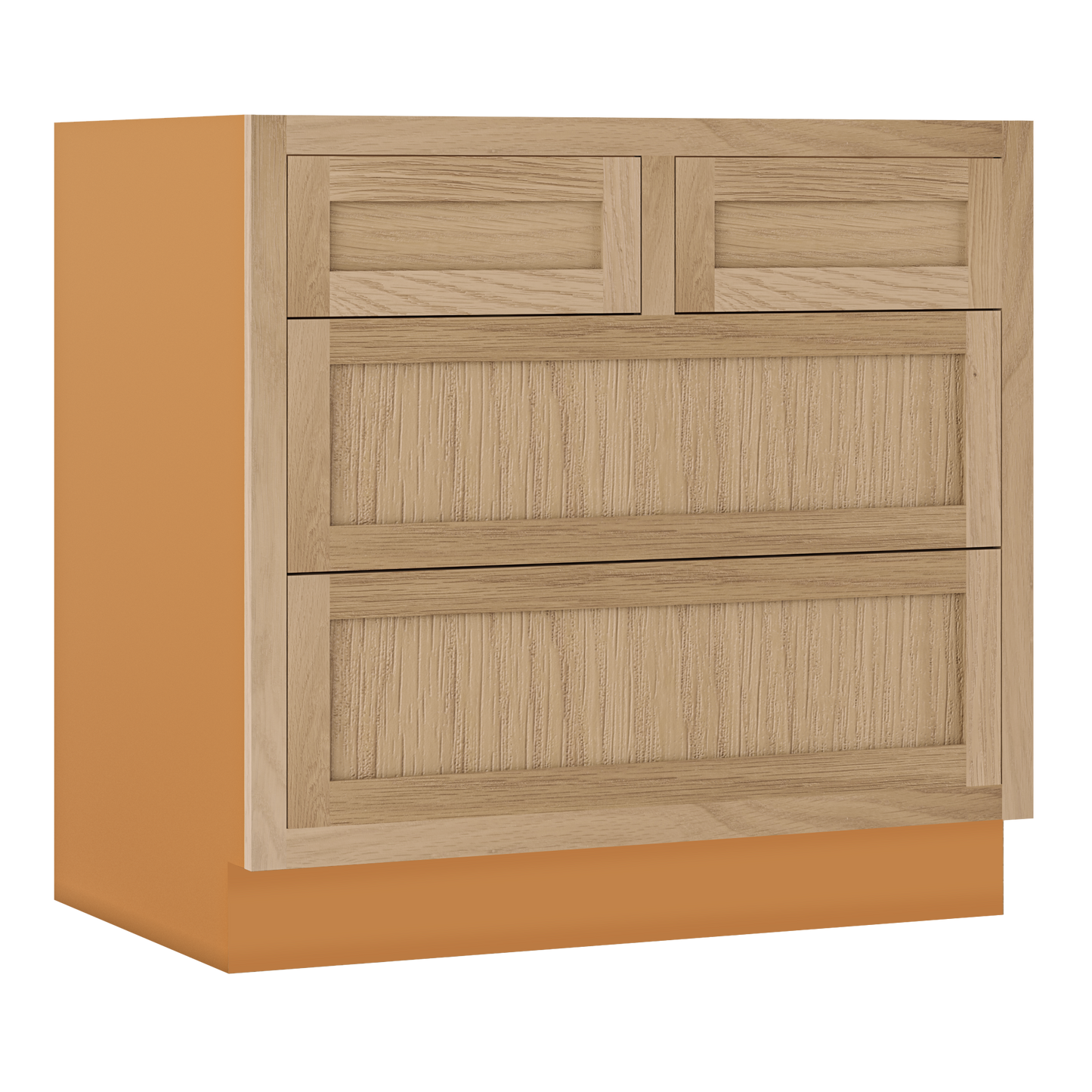 White Oak Shaker Inset Four Drawer Base Cabinet - 30", 33" & 36"