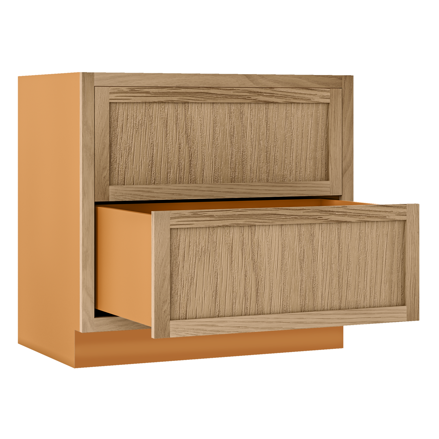 White Oak Shaker Inset Two Drawer Base Cabinet - Two Drawers - 12" - 36"  - Special Order