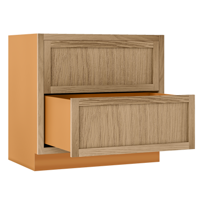 White Oak Shaker Inset Two Drawer Base Cabinet - Two Drawers - 12" - 36"  - Special Order