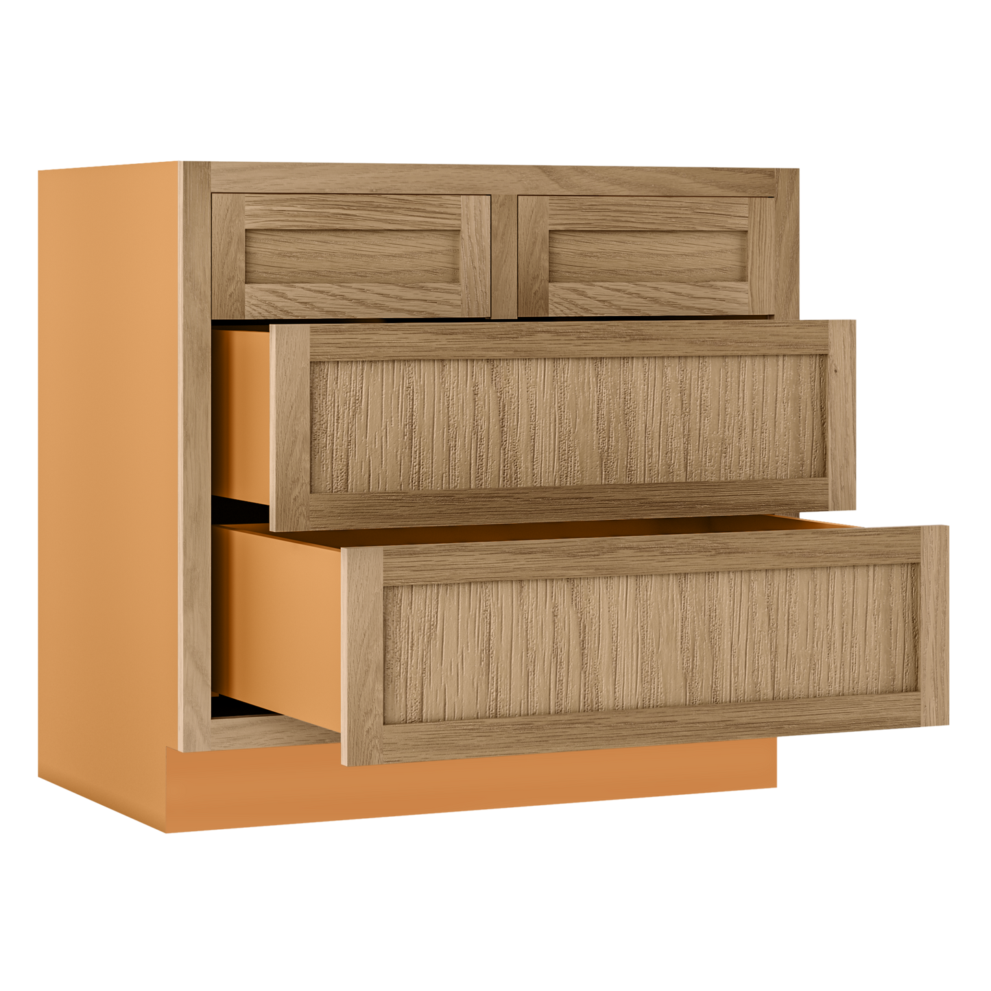 White Oak Shaker Inset Four Drawer Base Cabinet - 30", 33" & 36"