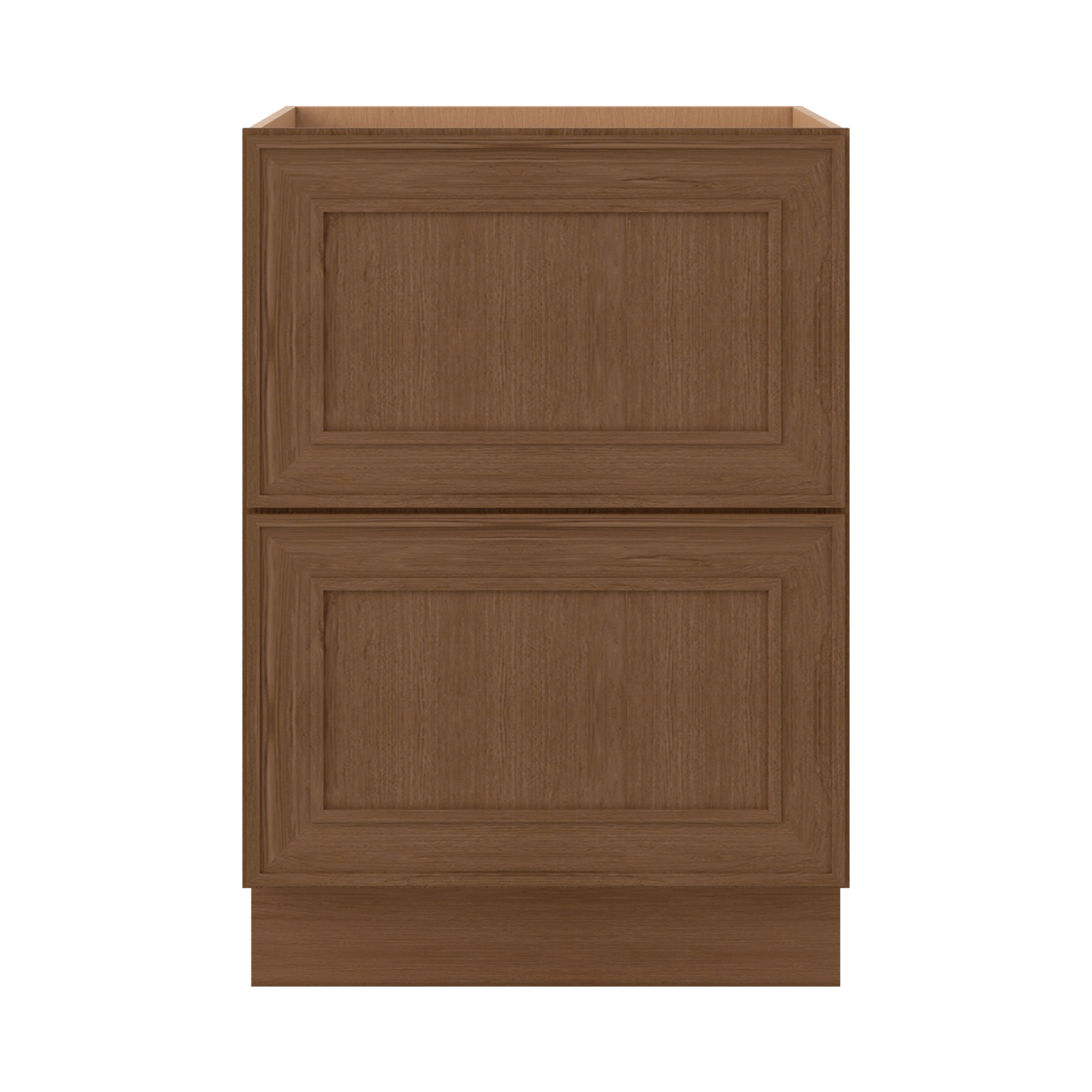 Double Drawer 24", 30" & 36" Wide Elegant Mocha Craftsman Shaker 2 Drawer Base Cabinet