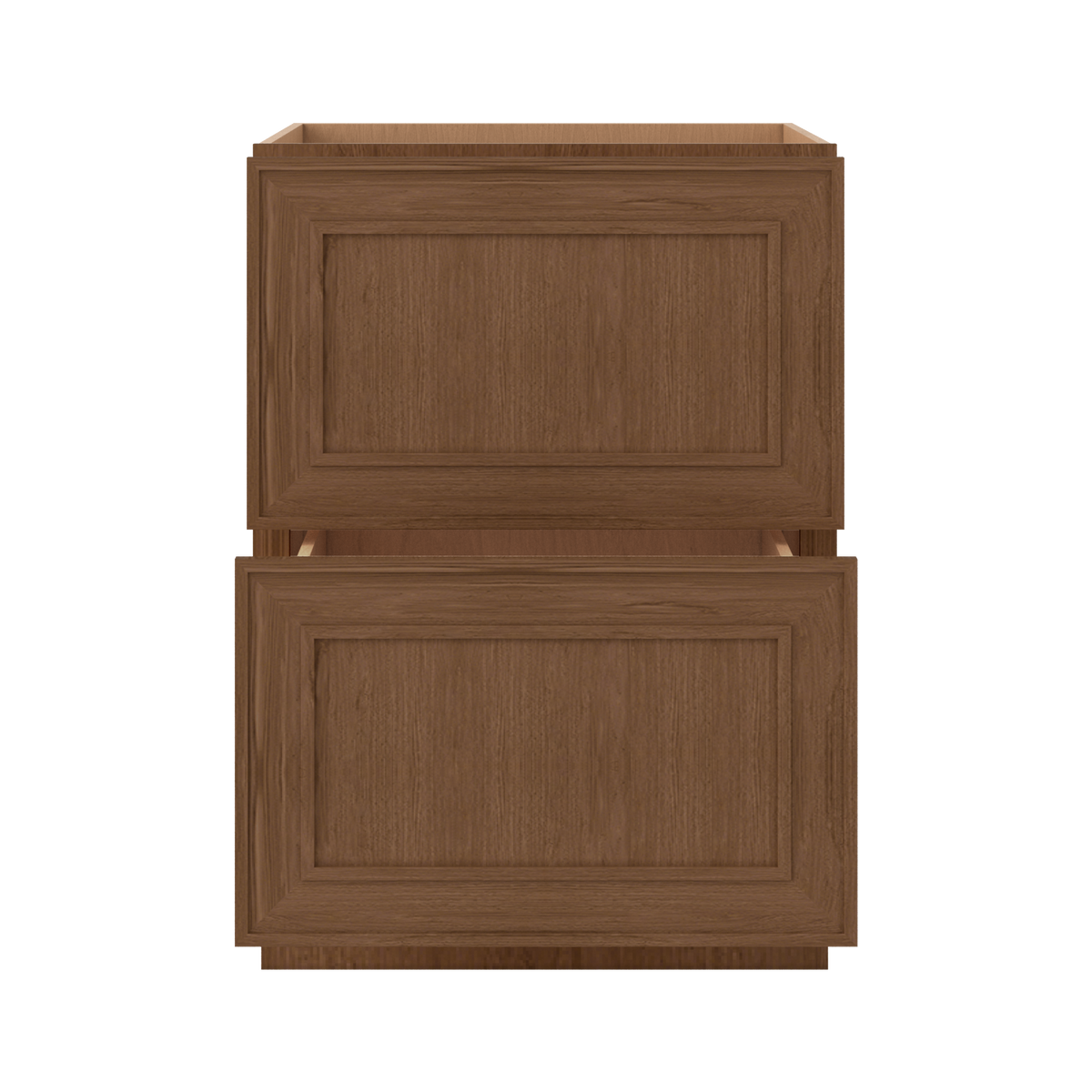 Double Drawer 24", 30" & 36" Wide Elegant Mocha Craftsman Shaker 2 Drawer Base Cabinet