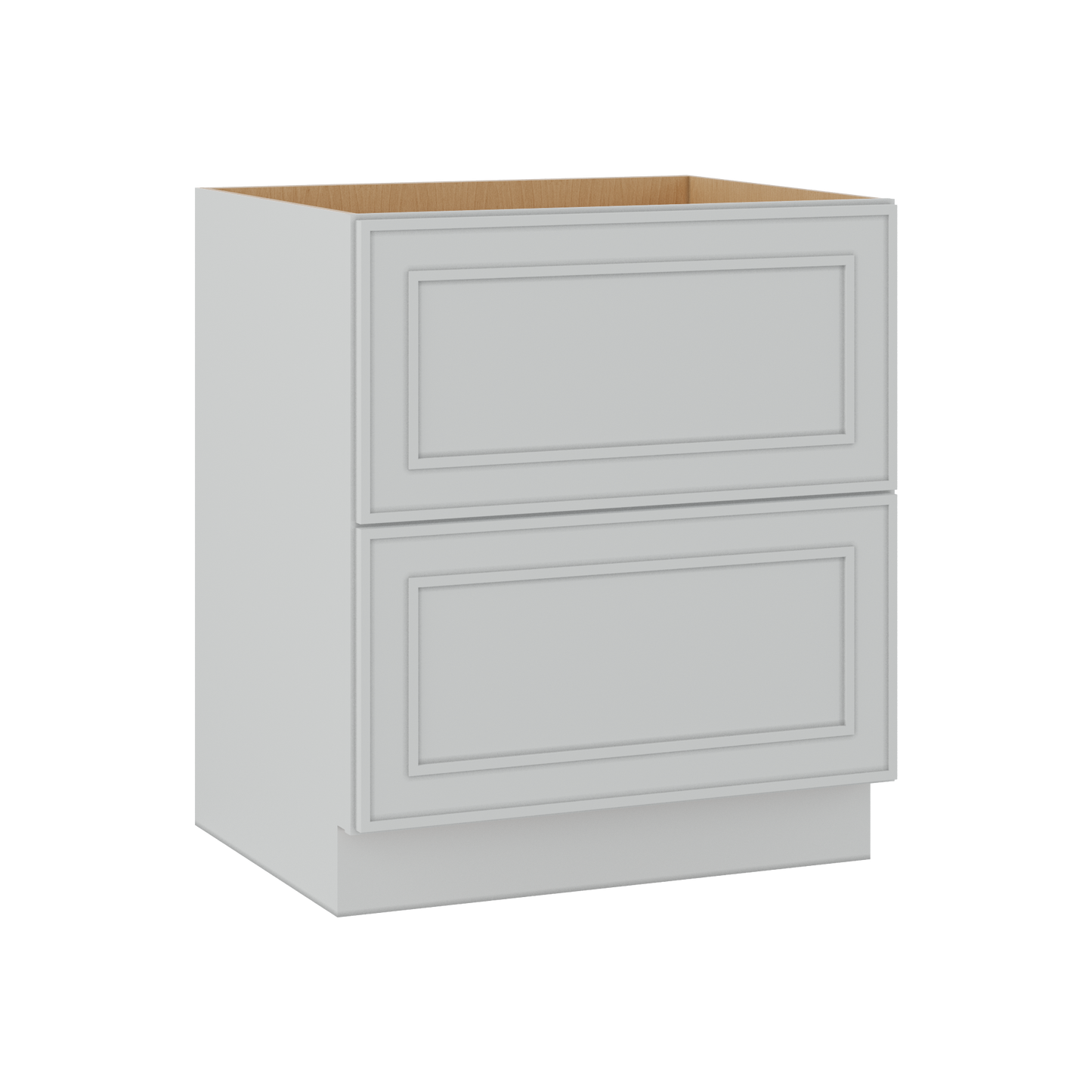 Double Drawer 24", 30" & 36" Wide White Elegant Oak Craftsman Shaker 2 Drawer Base Cabinet