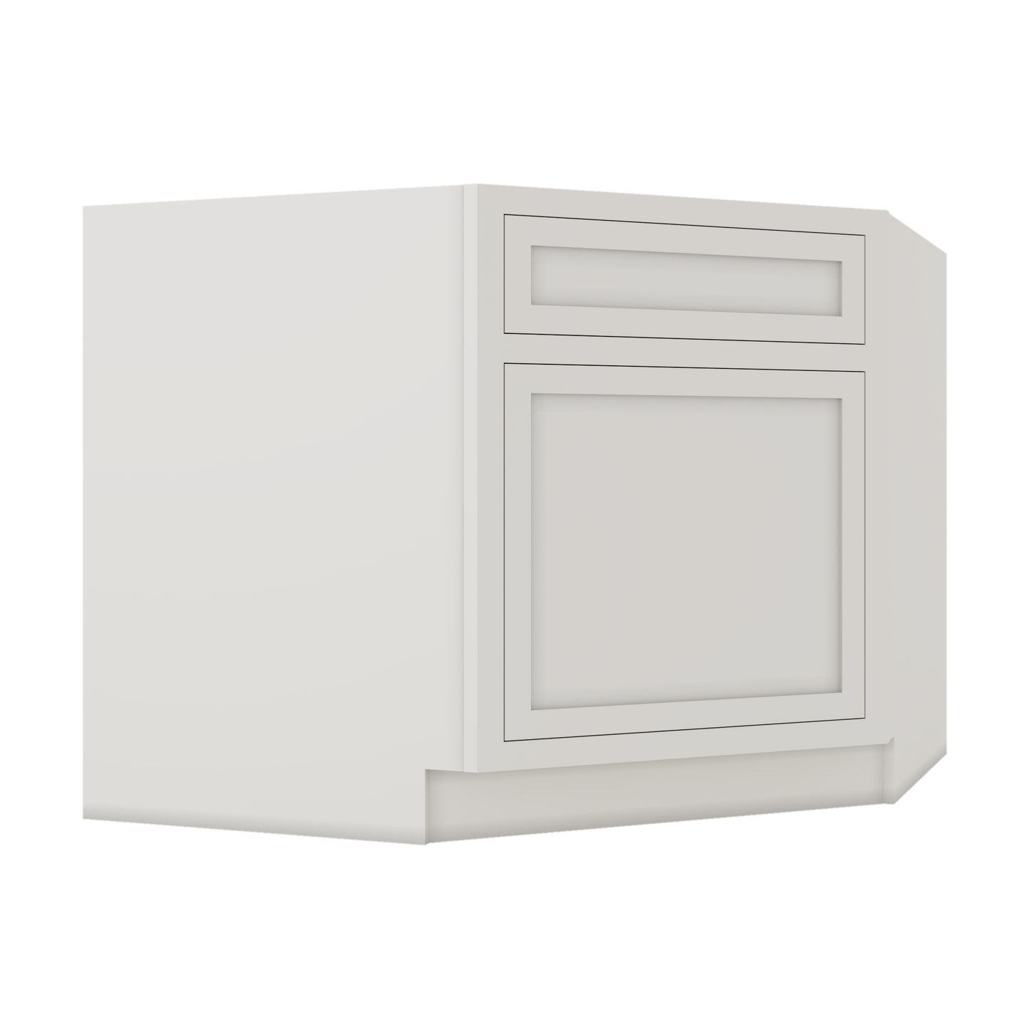 Diagonal Corner Sink Base Cabinet 42" - 2WS White Shaker