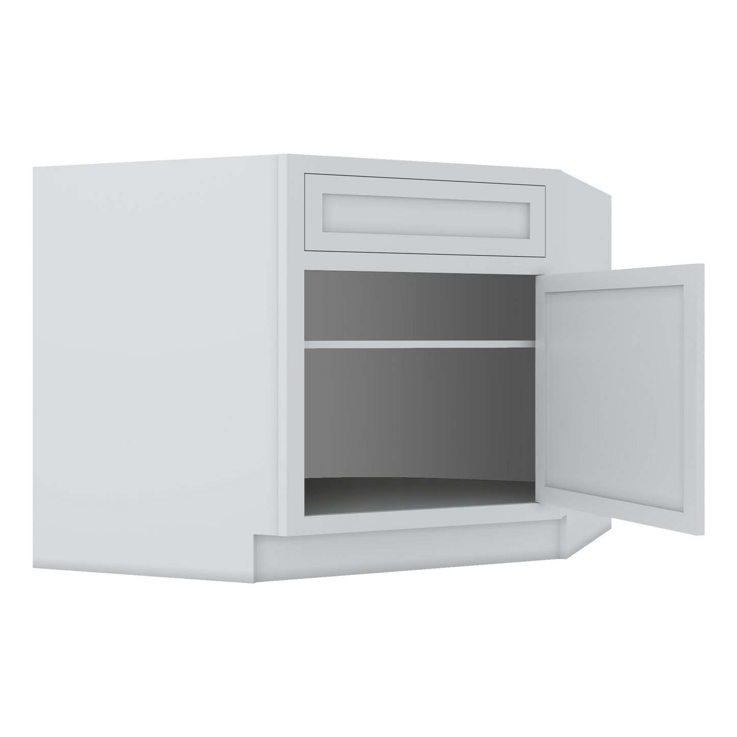 Diagonal Corner Sink Base Cabinet 42" - 2WS White Shaker