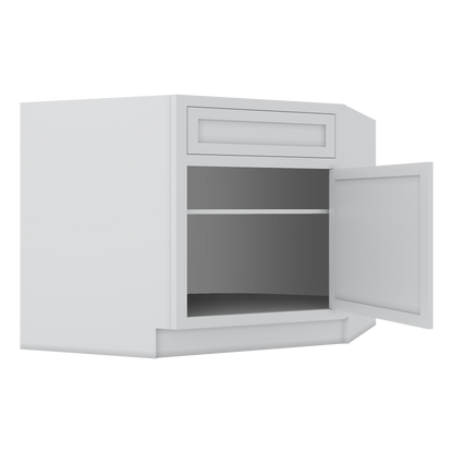 Diagonal Corner Sink Base Cabinet 42" - 2WS White Shaker