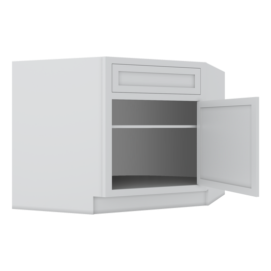 Diagonal Corner Sink Base Cabinet 42" - 2WS White Shaker