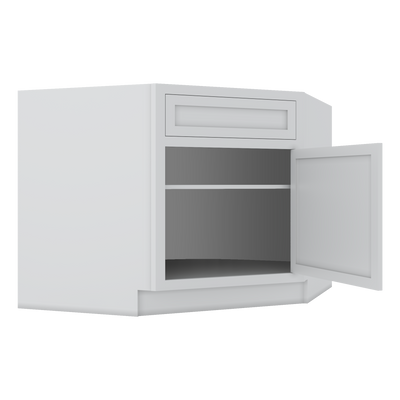 Diagonal Corner Sink Base Cabinet 42" - 2WS White Shaker