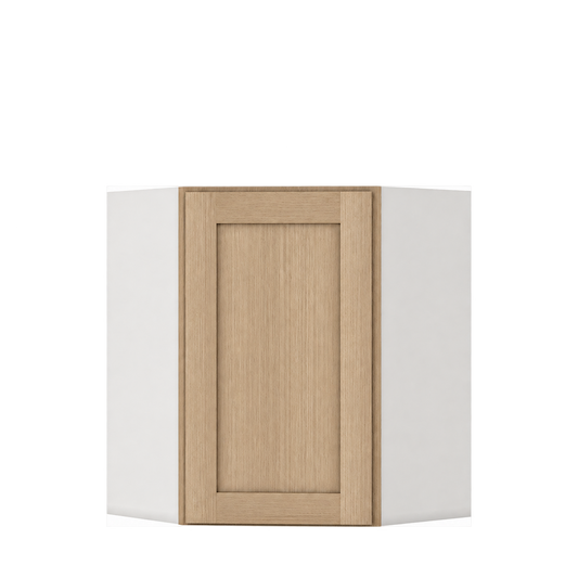 Rift Oak shaker diagonal corner wall cabinet