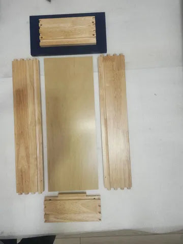 6) Drawer Assembly. Start with the three sides, insert drawer bottom and then add the front section.