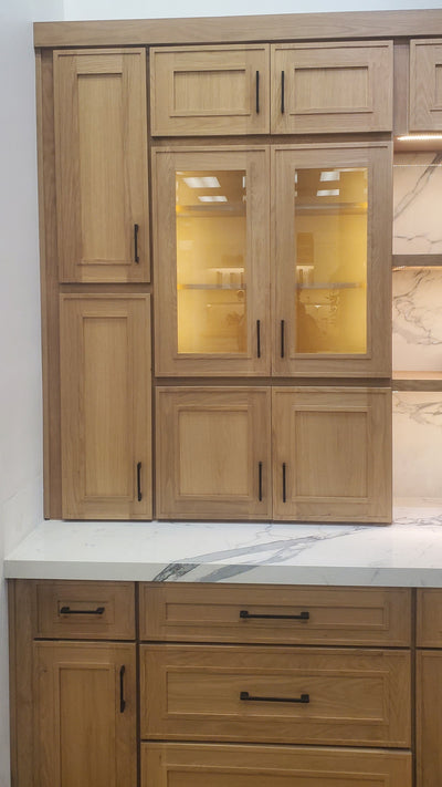 96" Tall Pantry Elegant Oak Shaker 1-1/4" Overlay Cabinet 18", 24", 30" & 36" Wide