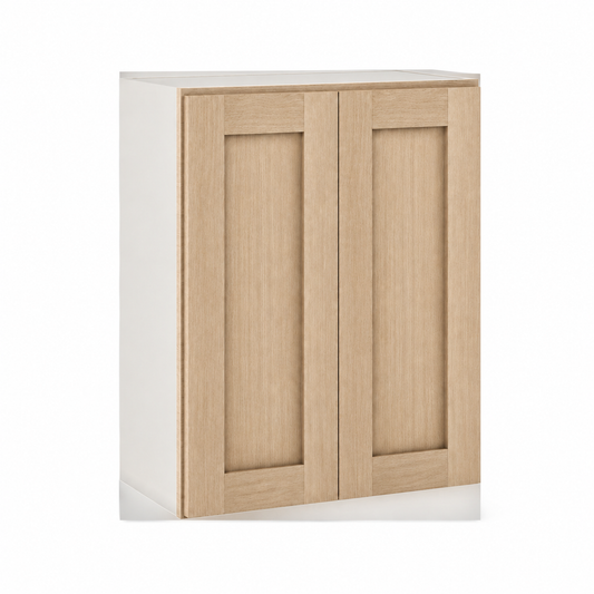 Rift 30" Tall Wall Cabinet - Double Door 24", 27", 30", 33" & 36" — Rift Oak, bi-parting Shaker doors, no center stile
