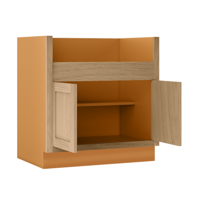 Farm Sink Base White Oak Inset Shaker Cabinets 30", 33", 36" or 39" - Special Order