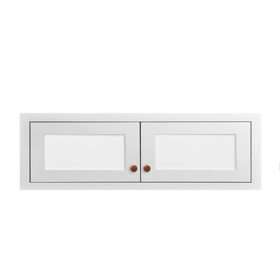 36" Wide Custom Glass Ready Snow White Inset Shaker Wall Cabinet - Double Door 12", 15", 18", 21" & 24" Tall