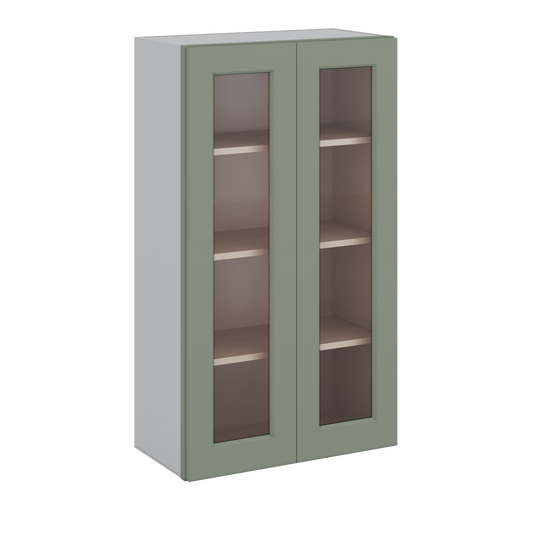 Green Glass Door Kitchen Cabinets glass ready 42" tall two doors