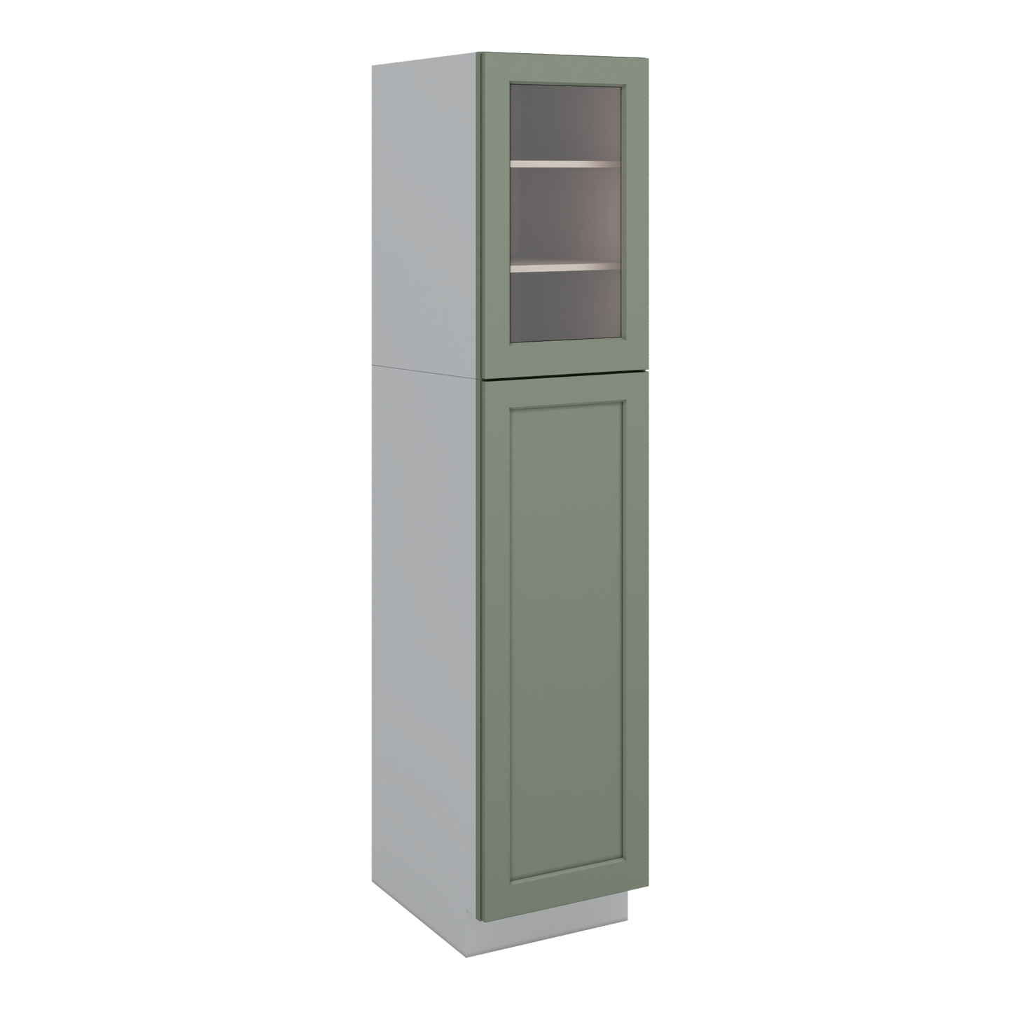 Sage Green Glass Ready Door Kitchen Pantry Cabinetry RTA