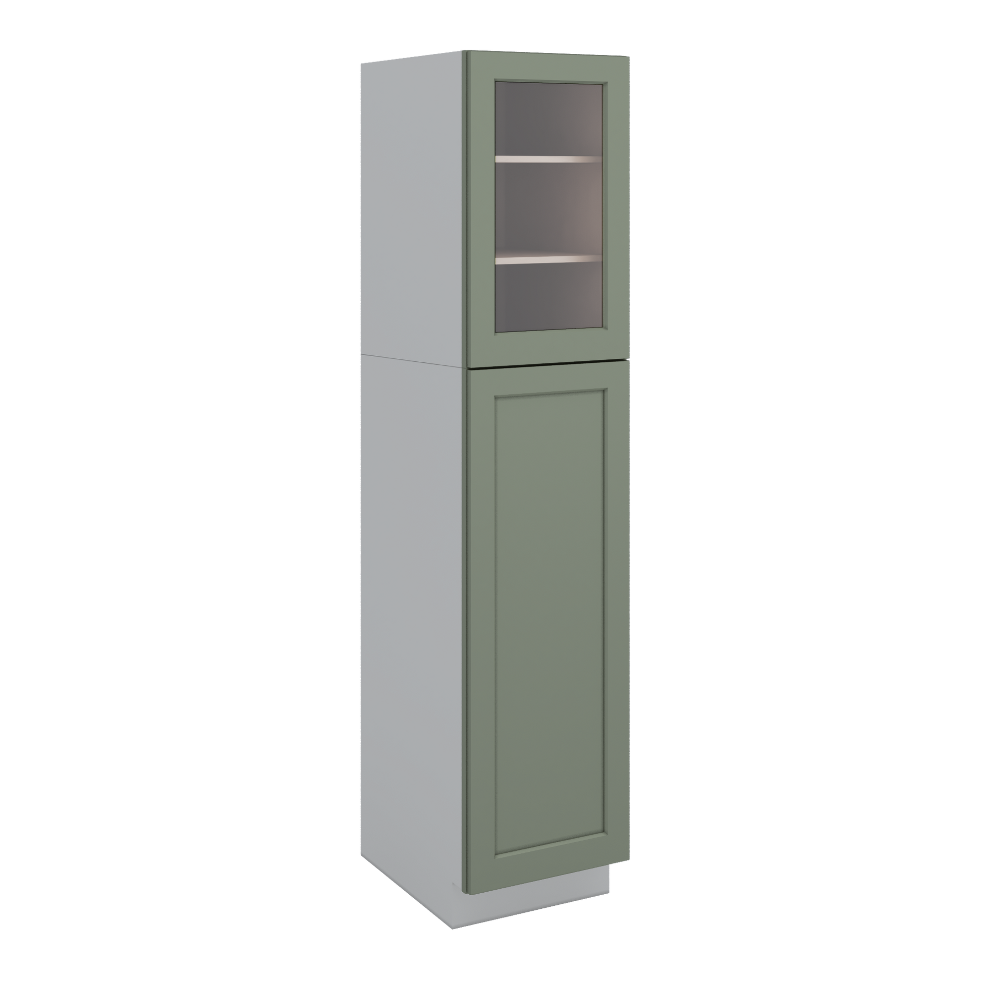 Sage Green Glass Ready Door Kitchen Pantry Cabinetry RTA