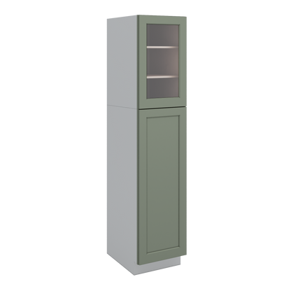 Sage Green Glass Ready Door Kitchen Pantry Cabinetry RTA