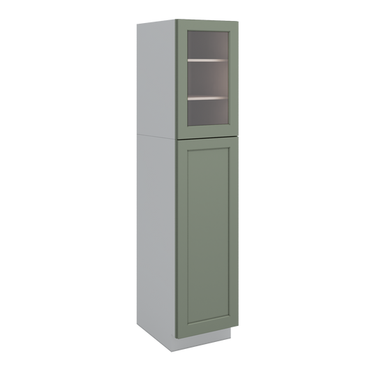 Sage Green Glass Ready Door Kitchen Pantry Cabinetry RTA