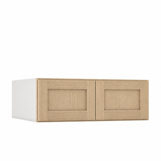 Rift 36" W 24" D Refrigerator Wall Cabinet - 12", 15", 18", 21", 24", 27", 30", 33" & 36" Tall — Rift Oak, bi-parting Shaker doors, no center stile