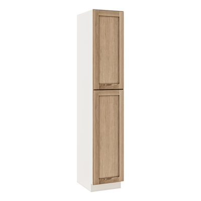84" Tall Pantry Natural Color 17ROS - Redondo White Oak Shaker 1-1/4" Overlay Cabinet Available 18", 24", 30" & 36" Wide