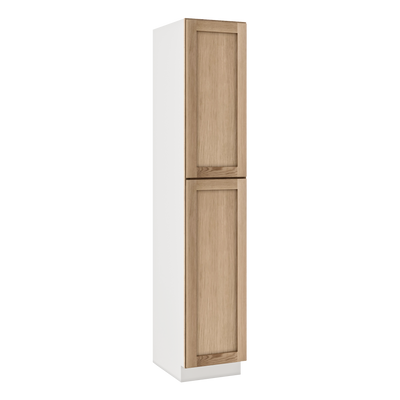 90" Tall Pantry Natural Color 17ROS - Redondo White Oak Shaker 1-1/4" Overlay Cabinet 18", 24" & 30" Wide