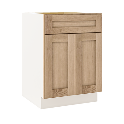 Natural Color 17ROS - Redondo White Oak Shaker 1-1/4" Overlay Base Cabinet - Two Doors 24", 27", 30", 33 & 36" Wide