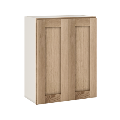 Natural white oak shaker wall cabinet 24"–36" RTA kitchen cabinet