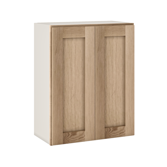Natural white oak shaker wall cabinet 24"–36" RTA kitchen cabinet