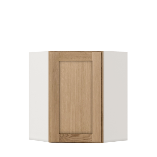 Natural Color White Oak Shaker Overlay kitchen cabinets - Wall Diagonal Corner Cabinet