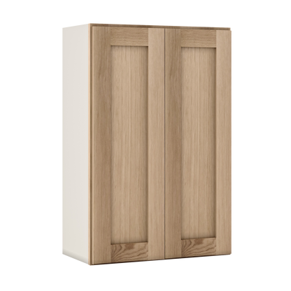 Natural white oak shaker wall cabinet 24"–36" RTA kitchen cabinet