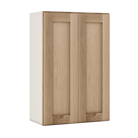 Natural white oak shaker wall cabinet 24"–36" RTA kitchen cabinet