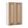 36" Tall Natural Color White Oak Shaker 1-1/4" Overlay Wall Cabinet - Double Door 24", 27", 30", 33" & 36" Wide