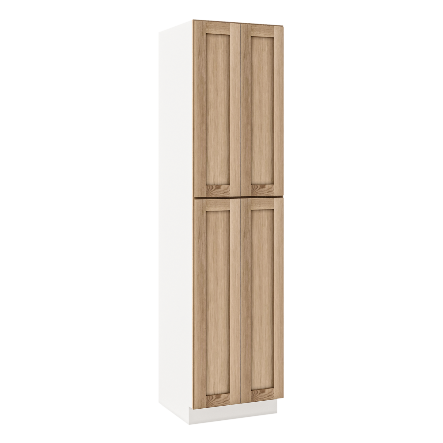 Natural white oak shaker pantry cabinet 18"–84" RTA kitchen cabinet – open view